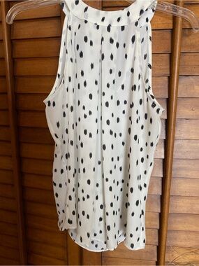 BCX halter, top, black, and white with tie in back